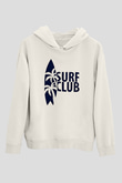 Sörf Baskılı Unisex Ekru Hoodie