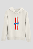 Sörf Baskılı Unisex Ekru Hoodie