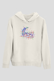 Sörf Baskılı Unisex Ekru Hoodie