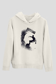 Sörf Baskılı Unisex Ekru Hoodie
