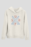 Sörf Baskılı Unisex Ekru Hoodie
