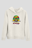Sörf Baskılı Unisex Ekru Hoodie