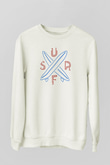 Sörf Baskılı Unisex Ekru Sweatshirt