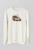 Sörf Baskılı Unisex Ekru Sweatshirt