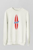 Sörf Baskılı Unisex Ekru Sweatshirt
