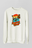 Sörf Baskılı Unisex Ekru Sweatshirt