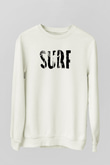 Sörf Baskılı Unisex Ekru Sweatshirt
