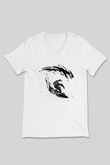 Sörf Baskılı Unisex V Yaka Tişört - Tshirt
