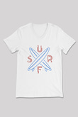 Sörf Baskılı Unisex V Yaka Tişört - Tshirt