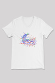 Sörf Baskılı Unisex V Yaka Tişört - Tshirt
