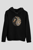 Sörf - Surfing Baskılı Unisex Siyah Kapüşonlu Sweatshirt
