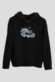 Sörf - Surfing Baskılı Unisex Siyah Kapüşonlu Sweatshirt