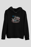 Sörf - Surfing Baskılı Unisex Siyah Kapüşonlu Sweatshirt