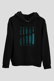 Sörf - Surfing Baskılı Unisex Siyah Kapüşonlu Sweatshirt