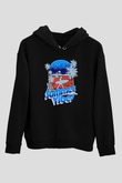 Sörf - Surfing Baskılı Unisex Siyah Kapüşonlu Sweatshirt