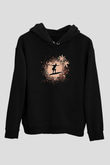 Sörf - Surfing Baskılı Unisex Siyah Kapüşonlu Sweatshirt