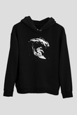 Sörf - Surfing Baskılı Unisex Siyah Kapüşonlu Sweatshirt