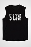 Sörf - Surfing Baskılı Unisex Siyah Kolsuz Tişört