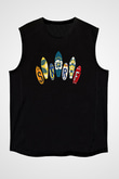 Sörf - Surfing Baskılı Unisex Siyah Kolsuz Tişört