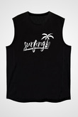 Sörf - Surfing Baskılı Unisex Siyah Kolsuz Tişört
