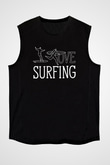 Sörf - Surfing Baskılı Unisex Siyah Kolsuz Tişört