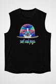 Sörf - Surfing Baskılı Unisex Siyah Kolsuz Tişört