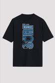 Sörf - Surfing Baskılı Unisex Siyah Oversize Tişört