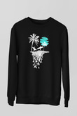 Sörf - Surfing Baskılı Unisex Siyah Sweatshirt