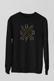 Sörf - Surfing Baskılı Unisex Siyah Sweatshirt
