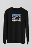 Sörf - Surfing Baskılı Unisex Siyah Sweatshirt