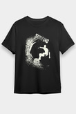 Sörf - Surfing Baskılı Unisex Siyah Tişört - Tshirt