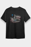 Sörf - Surfing Baskılı Unisex Siyah Tişört - Tshirt