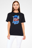 Sörf - Surfing Baskılı Unisex Siyah Tişört - Tshirt