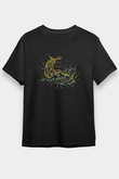 Sörf - Surfing Baskılı Unisex Siyah Tişört - Tshirt