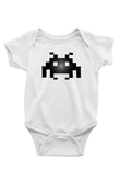 Space Invaders Baskılı Beyaz Unisex Bebek Body - Zıbın