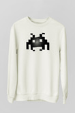 Space Invaders Beyaz Unisex Sweatshirt