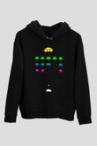 Space Invaders Siyah Unisex Hoodie