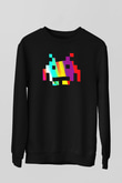 Space Invaders Siyah Unisex Sweatshirt