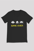 Space Invaders Siyah Unisex  V Yaka Tişört