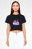 Space Jam Siyah Crop Top Tişört