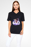 Space Jam Siyah Unisex V Yaka Tişört