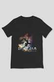 Space Jam Siyah Unisex V Yaka Tişört