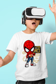 Spider Boombox Baskılı Beyaz Unisex Çocuk Tshirt