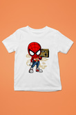 Spider Boombox Baskılı Beyaz Unisex Çocuk Tshirt