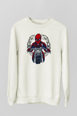 Spider Rider Baskılı Beyaz Unisex Sweatshirt