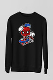Spider Skater Baskılı Siyah Unisex Tshirt
