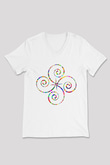 Spiral Beyaz Unisex V Yaka Tişört