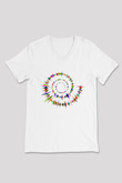 Spiral Beyaz Unisex V Yaka Tişört