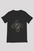 Spiral Siyah Unisex V Yaka Tişört T-Shirt