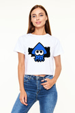 Splatoon Beyaz Croptop Tişört